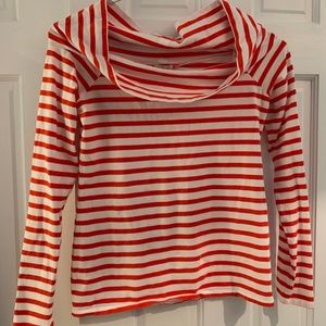 Red off the shoulder striped long sleeve